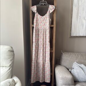 NWOT Floral Maxi Dress with Ruffle Sleeves